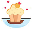 Small illustrated cupcake with a heart on top
